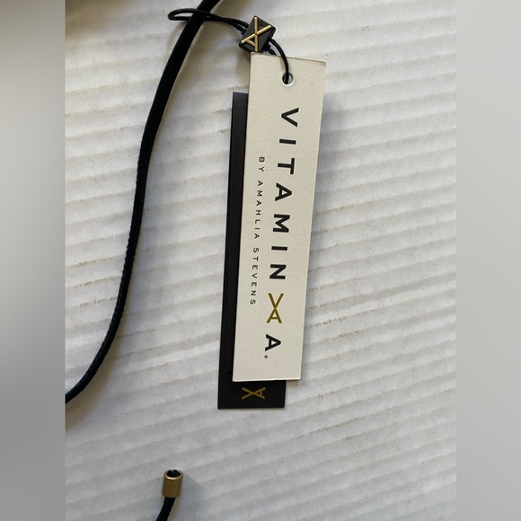 NWT Vitamin A Carbon 38 Swim Celine High Neck Mesh Halter Bikini Top Black S 8/M - Picture 15 of 15